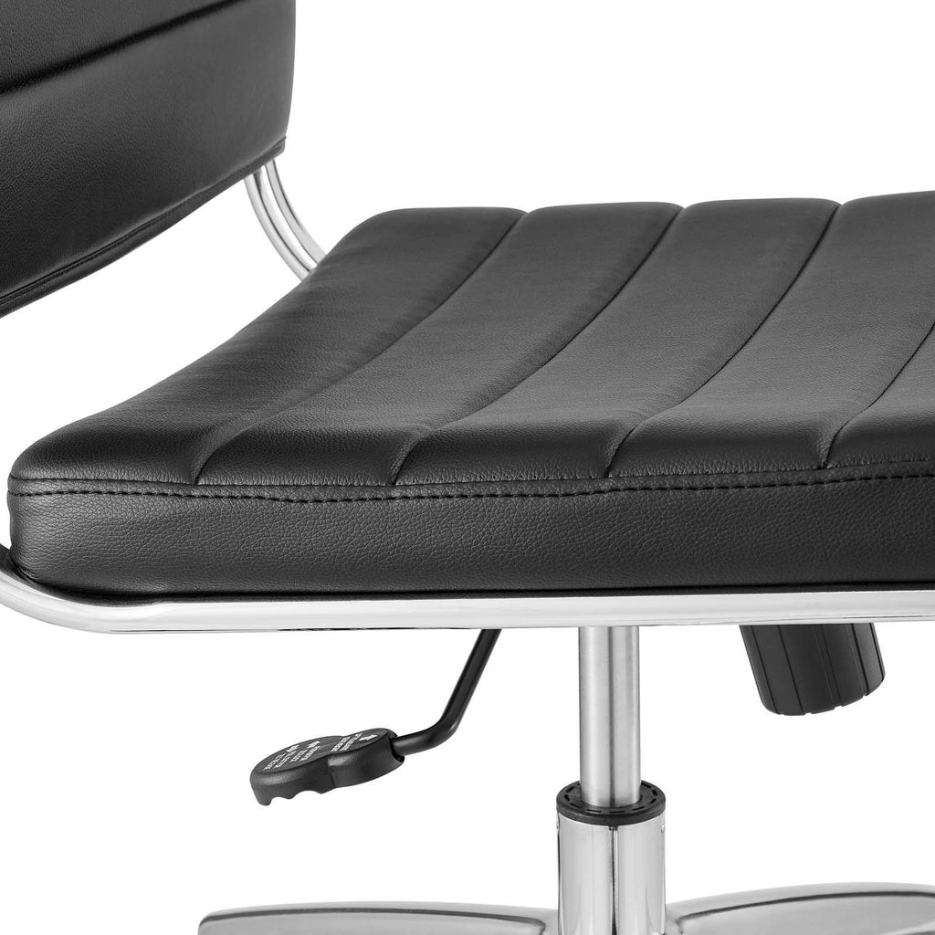 Ribbed Armless Mid Back Swivel Conference Chair In Black