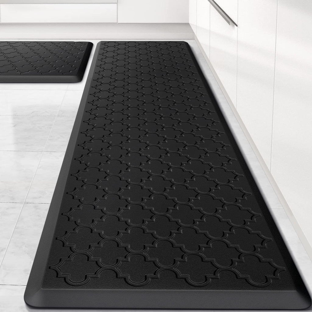 Mat [2 PCS] Cushioned Anti-Fatigue Floor Mat Water Resistant Non-Skid Kitchen Mats and Rugs Ergonomic Comfort Foam Kitchen Rugs Standing Mat for Floor Office Sink(Black,17.3"x28"+17.3"x60")