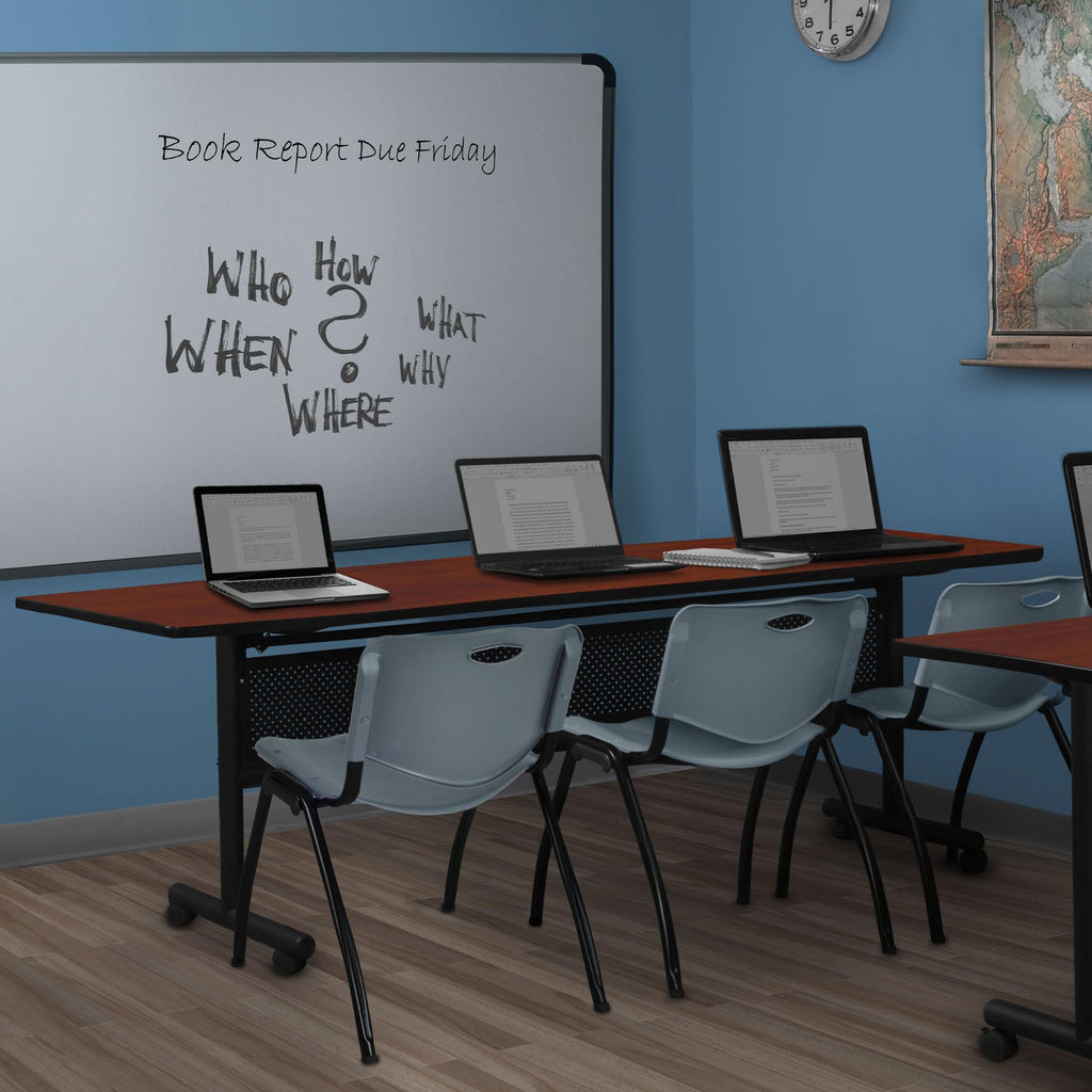 Kobe 84 x 24 in. Flip-Top Training Nesting Table with Modesty Panel- Cherry