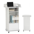 Podium Stand with Wheels (White（Metal Wheel）)