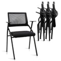 Black (4 pk) Stackable & Foldable Office Chairs with Ergonomic Lumbar Support and Thickened Seat Cushion, Folding Mesh Fabric Reception Guest Chair for School Church Conference Waiting Room