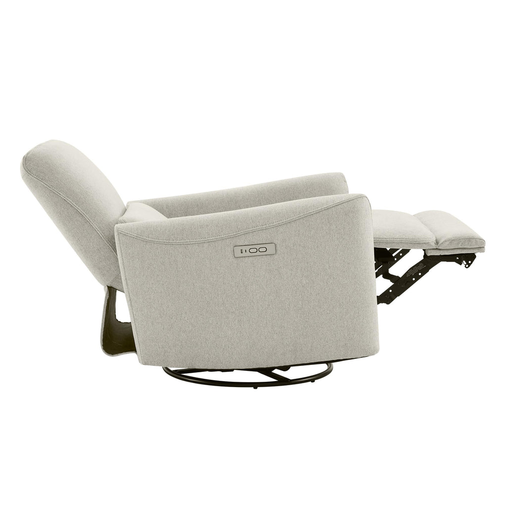 Power Recliner Chair Swivel Glider, FSC Certified Fabric Living Room Nursery Reclining Sofa Chair with Lumbar Support, Dove Grey