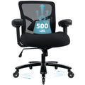 500LBS Big and Tall Office Chair with 4D Armrests & Adjustable Backrest, Heavy Duty Office Chair for Heavy People, Memory Foam Seat Filling Springs, Black