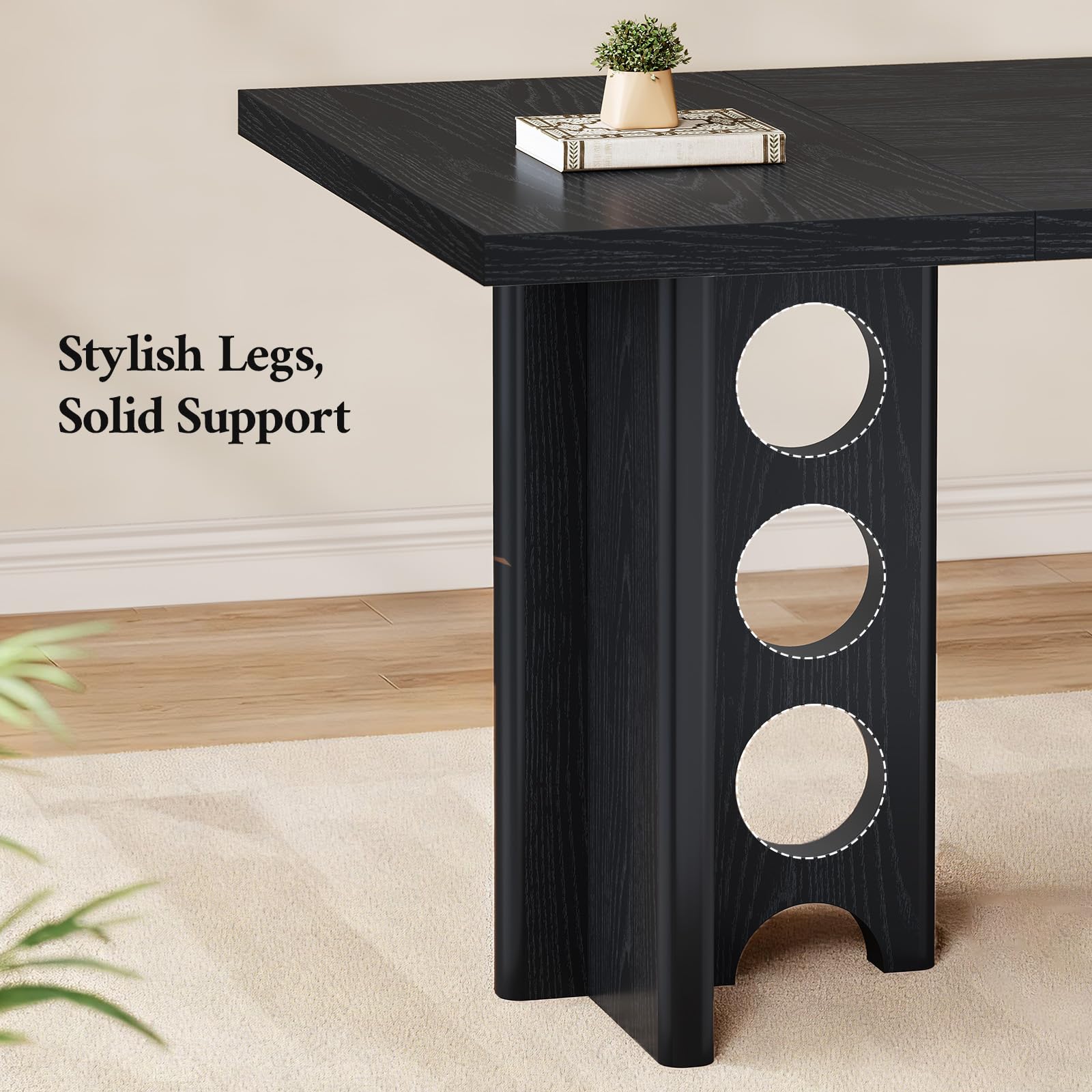 63 Inch Executive Office Desk, Large Computer Office Desks with Power Outlet, Modern Laptop Desk Writing Table Workstation Business Furniture for Home Office, Black