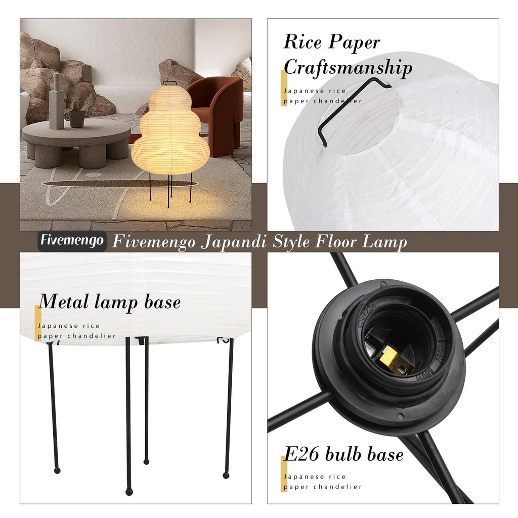Paper Lamp Floor Lamp, White Paper Lantern Lights with 3CCT Bulb