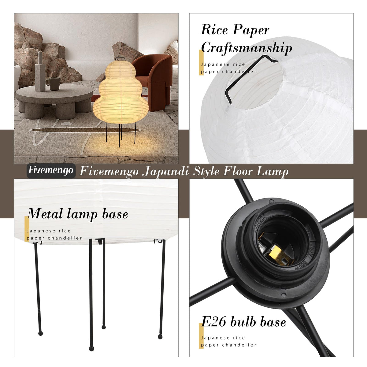 Paper Lamp Floor Lamp, White Paper Lantern Lights with 3CCT Bulb