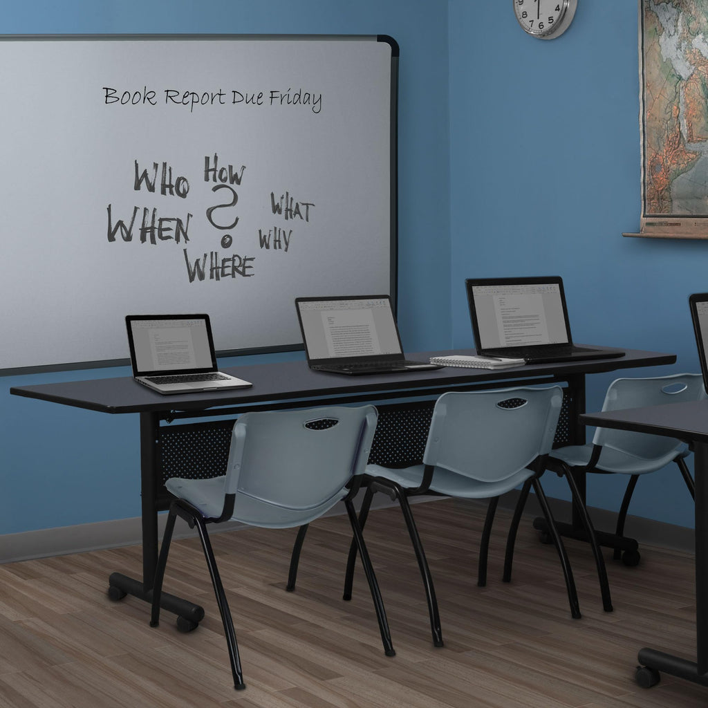 Kobe 84 x 24 in. Flip-Top Training Nesting Table with Modesty Panel- Grey