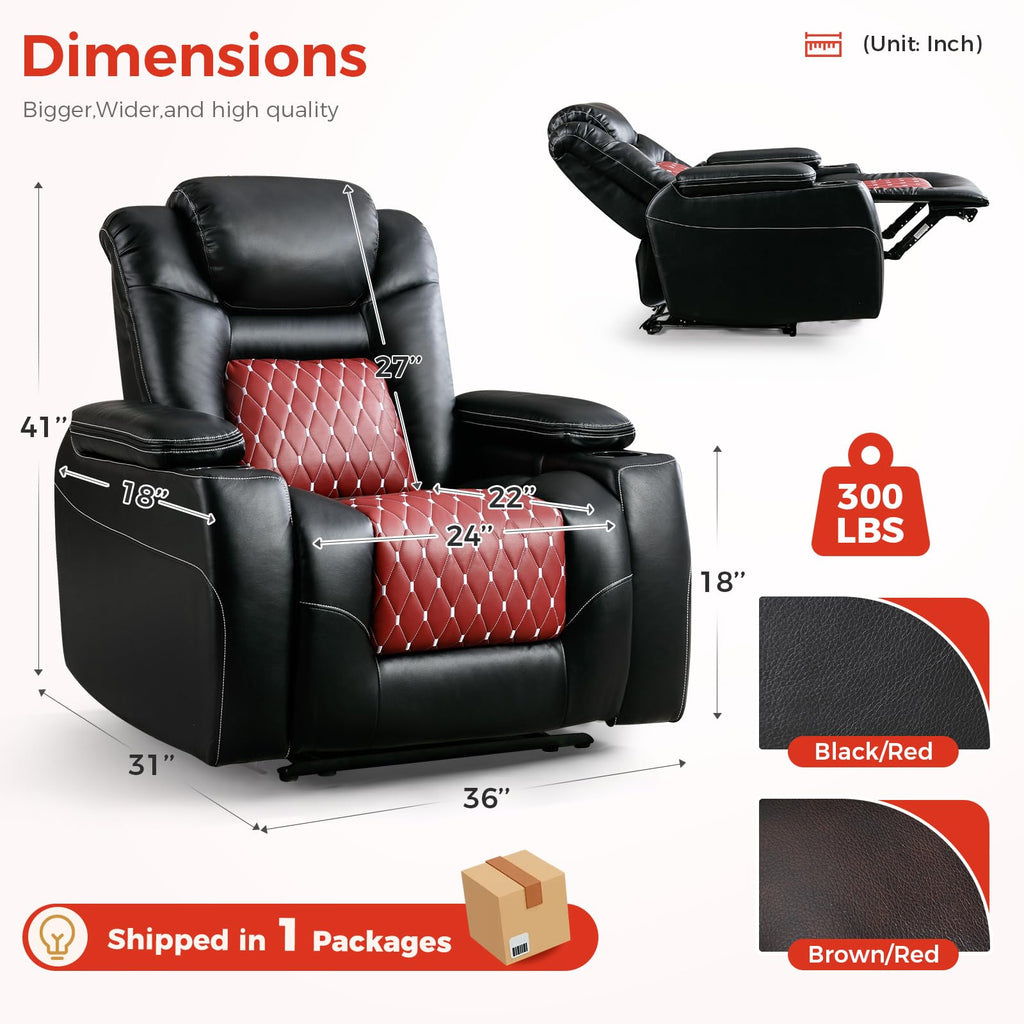 Power Recliner Chair Set of 3,Home Theater Seating with Adjustable Headrest,Cup Holders,USB Port,Hidden Arm Storage(Black)