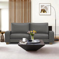 Faux Leather Couch, Mid Century Modern Comfy Loveseat Sofa with Wide Arm, Side Pockets, Solid Wooden Frame for Office, Living Room and Bedroom, 2 Seater (Gery, 71.25 Inches)