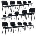 Set of 15, Black Mesh Fabric, Stackable Office Guest Chairs, Reception Waiting Room Chairs with Padded Seat & Back, Armless No Wheels Conference Chairs for Office Meeting Lobby