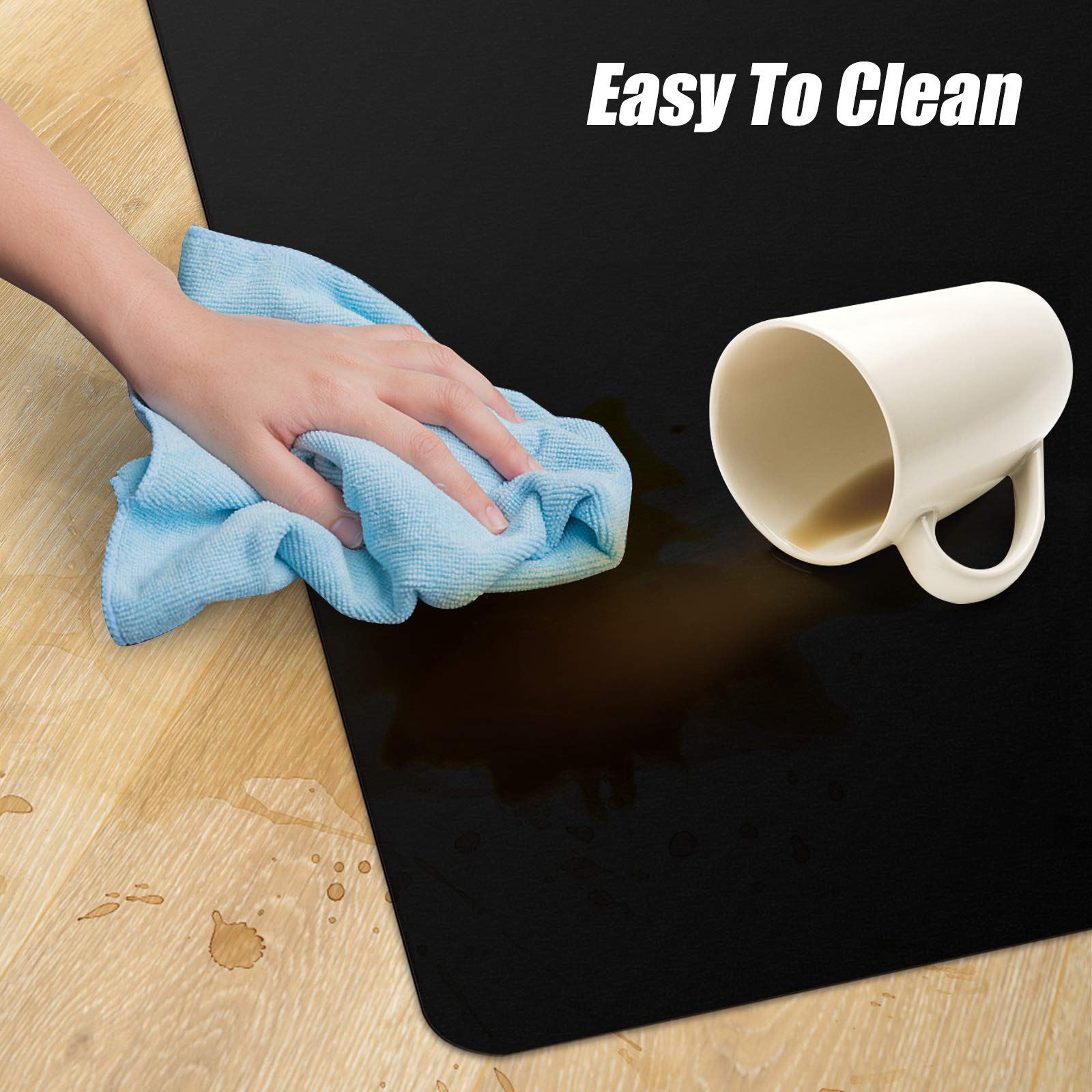 Chair mat for Hardwood Floor 36 x 48 inches Rectangle Floor Mats Wood/Tile Protection Mat for Office & Home, Black
