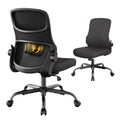 Office Chair, Mesh Ergonomic Desk Chairs, Lumbar Support, Adjustable Height, Armless, Swivel Function and Smooth-Rolling Wheels for Home, Office and Gaming (Black)