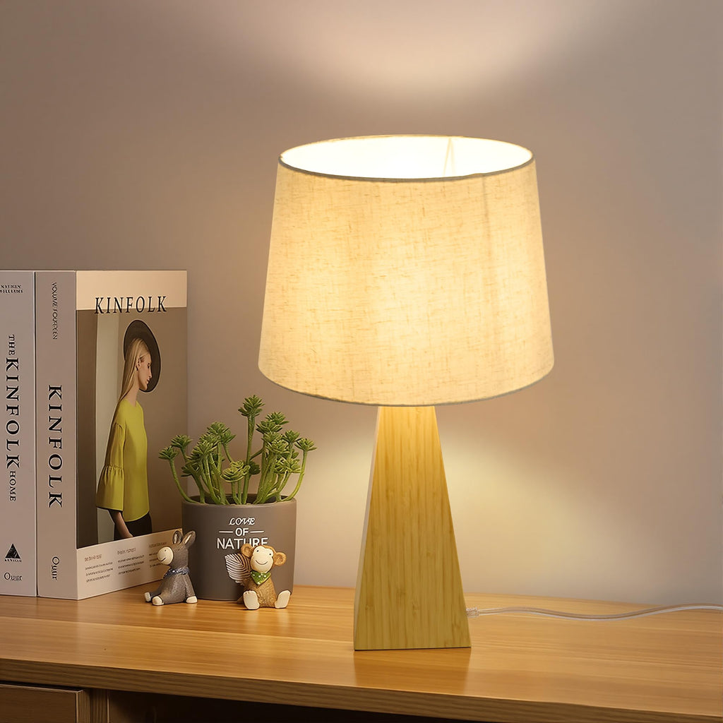 20.3" Bamboo Table Lamp, Dimmable Bedside Lamp for Bedroom Decor
