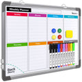 Weekly Calendar Whiteboard for Wall, 16x12 Inches Dry Erase Board, Small Magnetic White Board, Double-Sided Hanging Board for Office School Home Kitchen, Portable Board for Drawing Planning To Do List