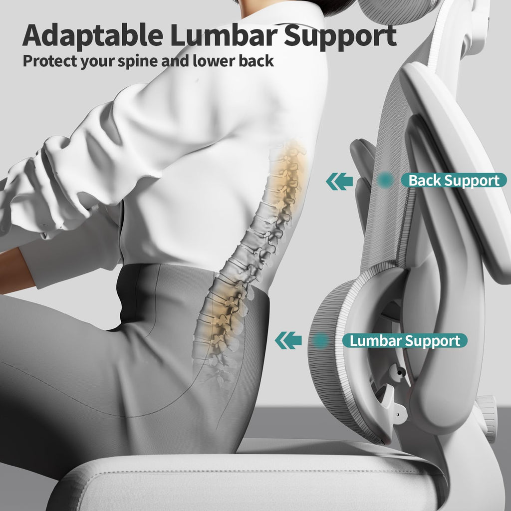 Office Chair Ergonomic Desk Chair, 330 LBS Home Mesh Office Desk Chairs with Wheels, Comfortable Gaming Chairs (White White)