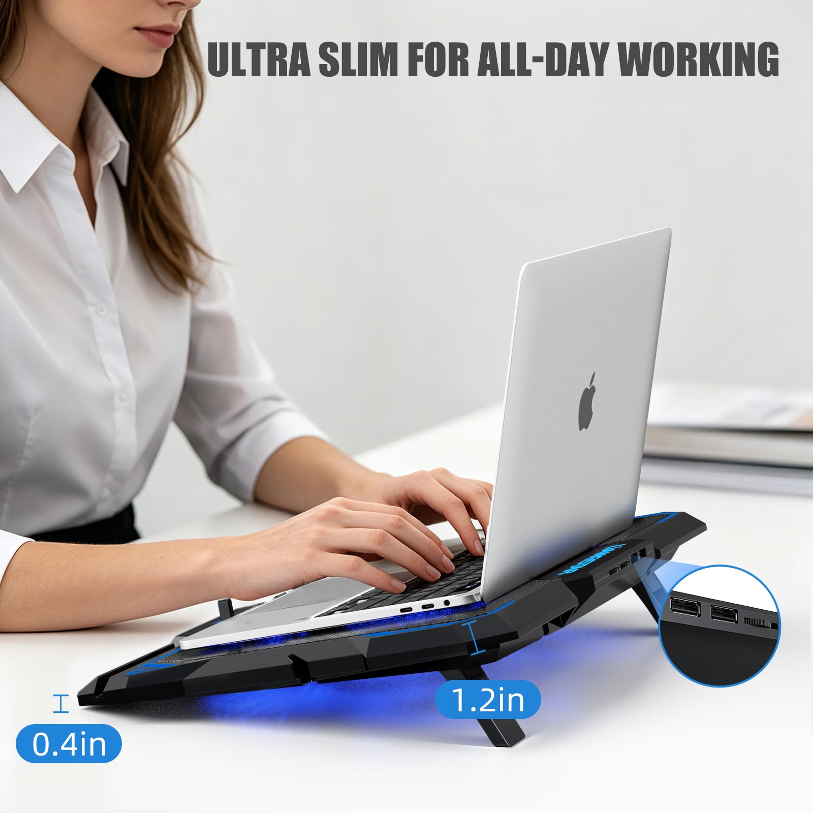 Laptop Cooling Pad, Laptop Cooler with 6 Quiet Led Fans for 15.6-17 Inch Laptop Cooling Fan Stand, Portable Ultra Slim USB Powered Gaming Laptop Cooling Pad, Switch Control Fan Speed Function