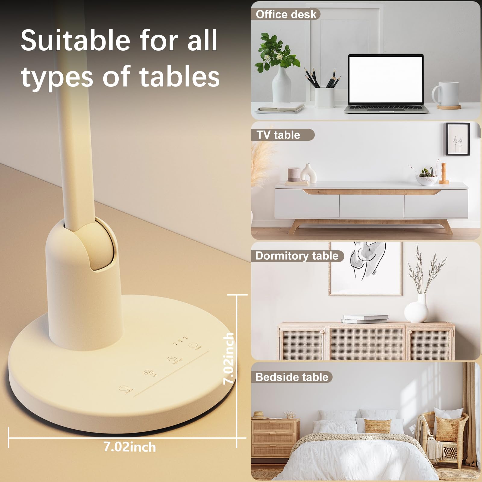 Desk Lamps for Office with Stable Base, 1000LM Ultra Bright Eye-Caring Desk Light, 3000K-6000K Dimmable Table Lamp with Stepless Dimming & Timing Function for Work, Reading, Bedroom
