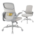 Office Chair, Mesh Ergonomic Desk Chairs, Comfy Computer Gaming Chair with Adjustable Height & Flip-up Armrest, Lumbar Support & Swivel Function for Home Office (Gray)