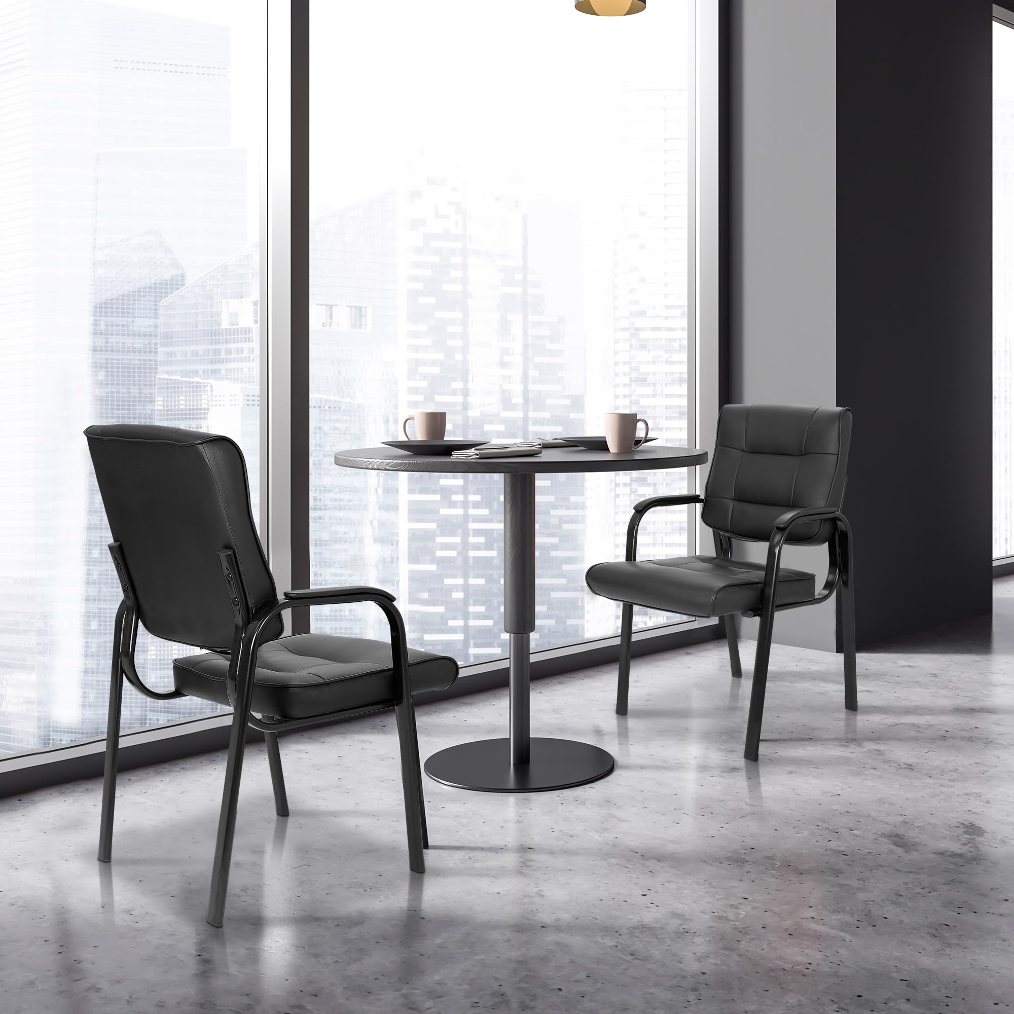 Office Guest Chair Bonded Leather Executive Side Chair Reception Chair with Solid Metal Frame Home Office Furniture