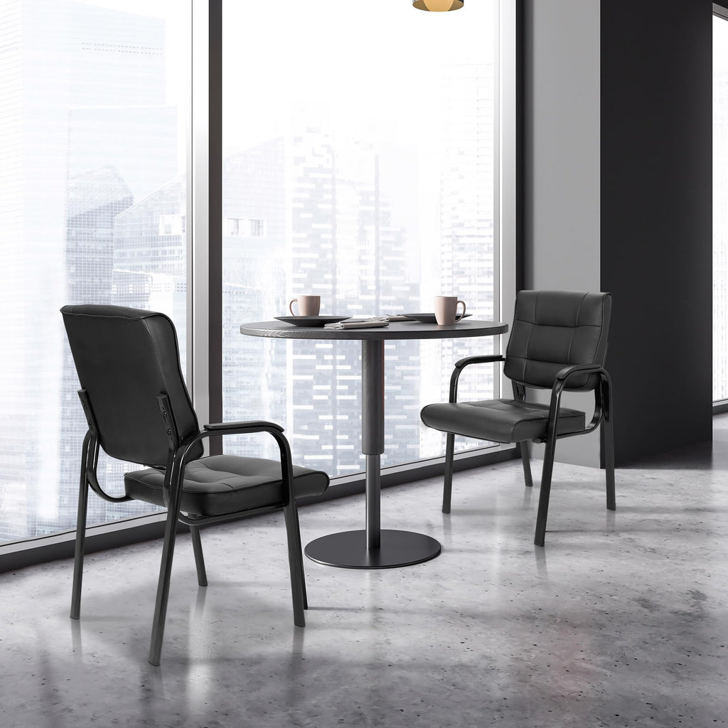 Set of 2, Office Guest Chair Bonded Leather Executive Side Chair Reception Chair with Solid Metal Frame Home Office Furniture