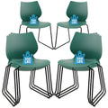 Set of 8, Stackable Waiting Room Chair, Stacking Office Chair with Ergonomic Lumbar Support and Metal Legs, Plastic Desk Chairs for Conference School Church Guest Reception, Green