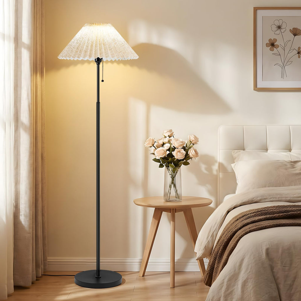 Floor Lamps for Living Room, 59.5" Pleated Modern Standing Lamp,Linen Shade