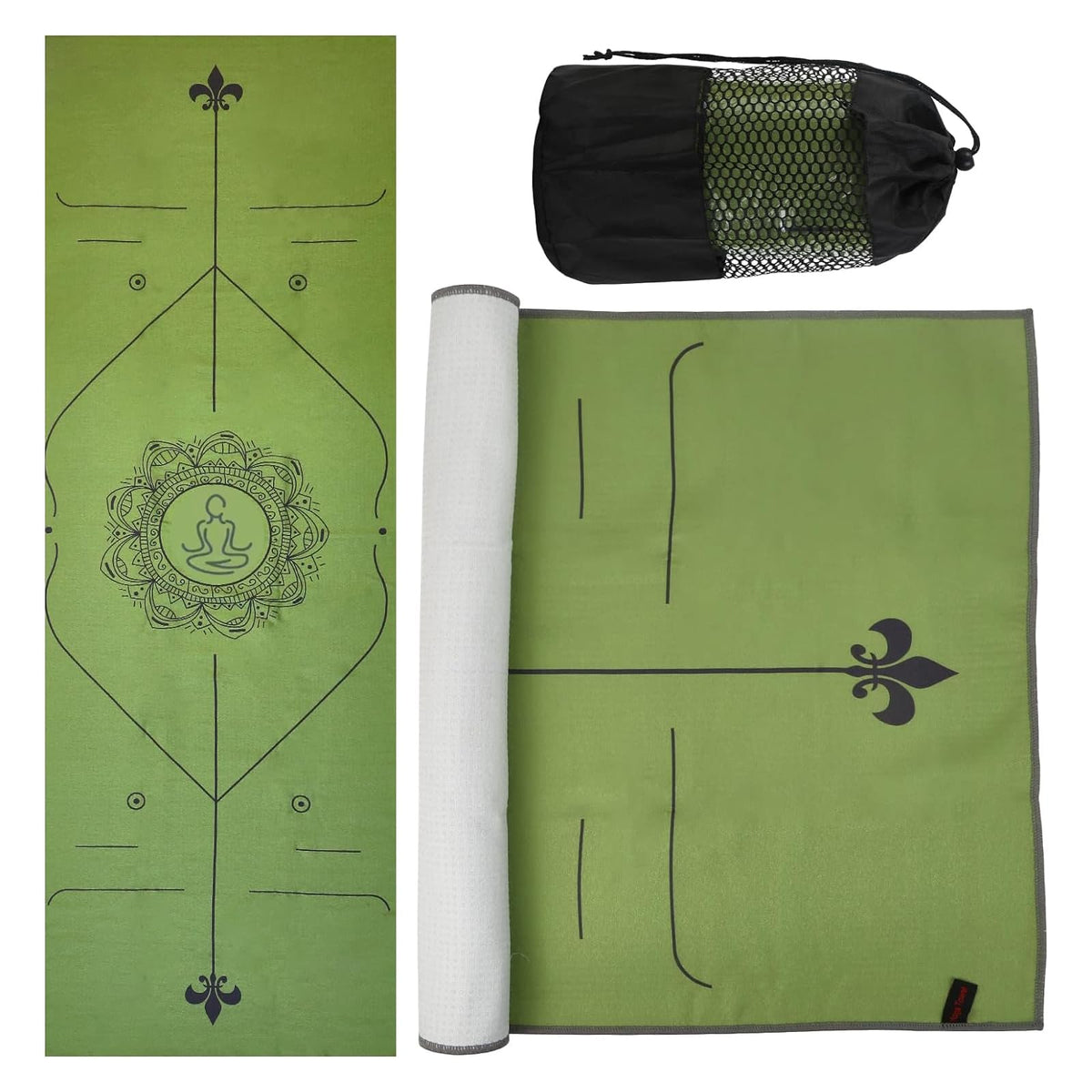 Yoga Towels, Non Slip Hot Yoga Mat Towel with Grip Dots,Super-Absorbent Soft Microfiber Yoga Blanket for Pilates, Fitness and Workout 72inch x 24inch Green