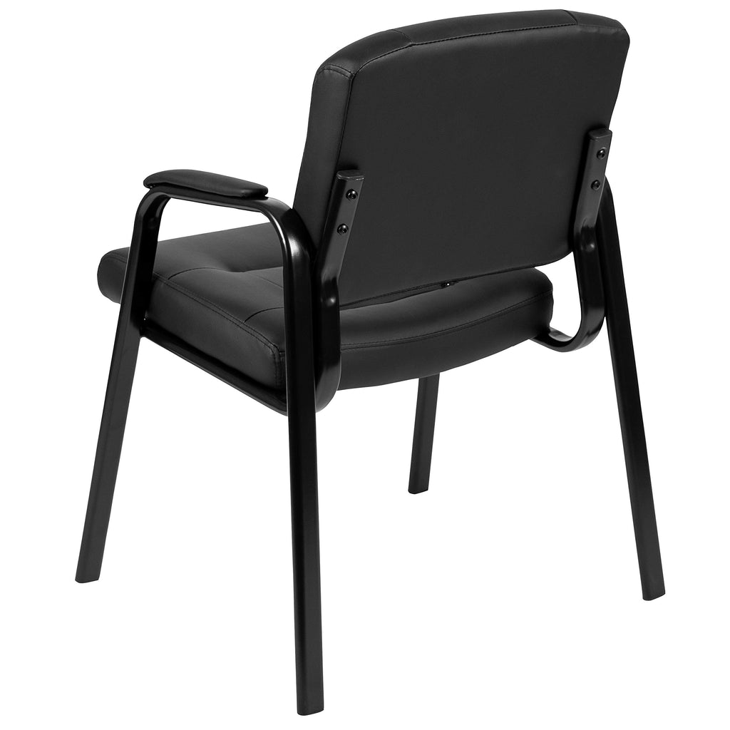 LeatherSoft Executive Reception Chair, Modern Tufted Lounge Chair for Living Room or Office, Black