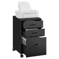 Mobile File Cabinet, 3 Drawers Filing Cabinet with Wheels, for Home Office, for A4, Letter Sized Documents, Adjustable Hanging Rail for File Folders, Ink Black