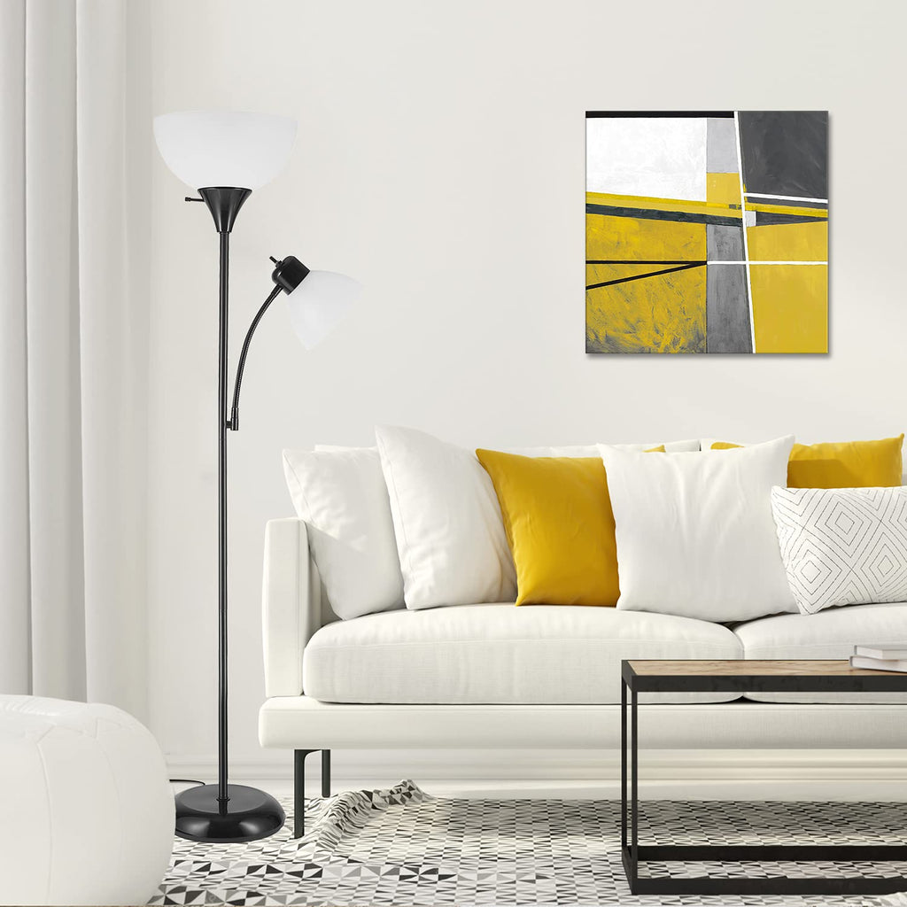 67135 72" Floor Lamp with Adjustable Reading Light, Bright, Easy-to-Assemble Torchiere for Bedroom, Living Room & Office - Space-Saving Slim Design
