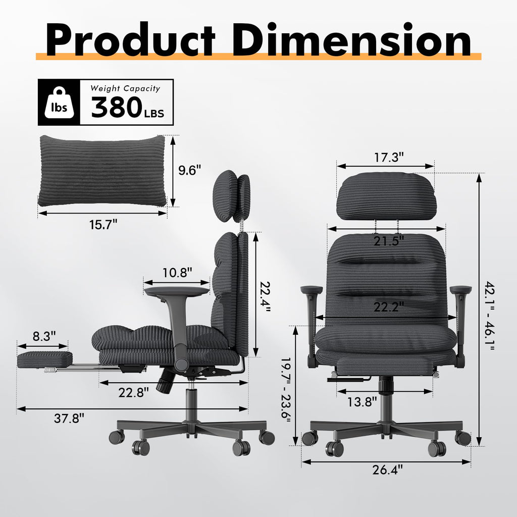Criss Cross Legged Office Chair with Flip-up Arms, Footrest, G800 Plus