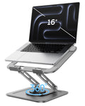 Adjustable Laptop Stand for Desk with 360 Base, Ergonomic Laptop Riser, Mount, Holder Notebook Computer Stand for MacBook Air Pro, HP, Dell, XPS, HP 16" Laptops - Gray