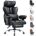 COMHOMA Big and Tall Office Chair Heavy Duty Wide Ergonomic Gaming Chair with Deluxe Embossing Leather with Foot Rest 150°Reclining Adjustable Armrests Pocket Spring Back Support and Without Pillow