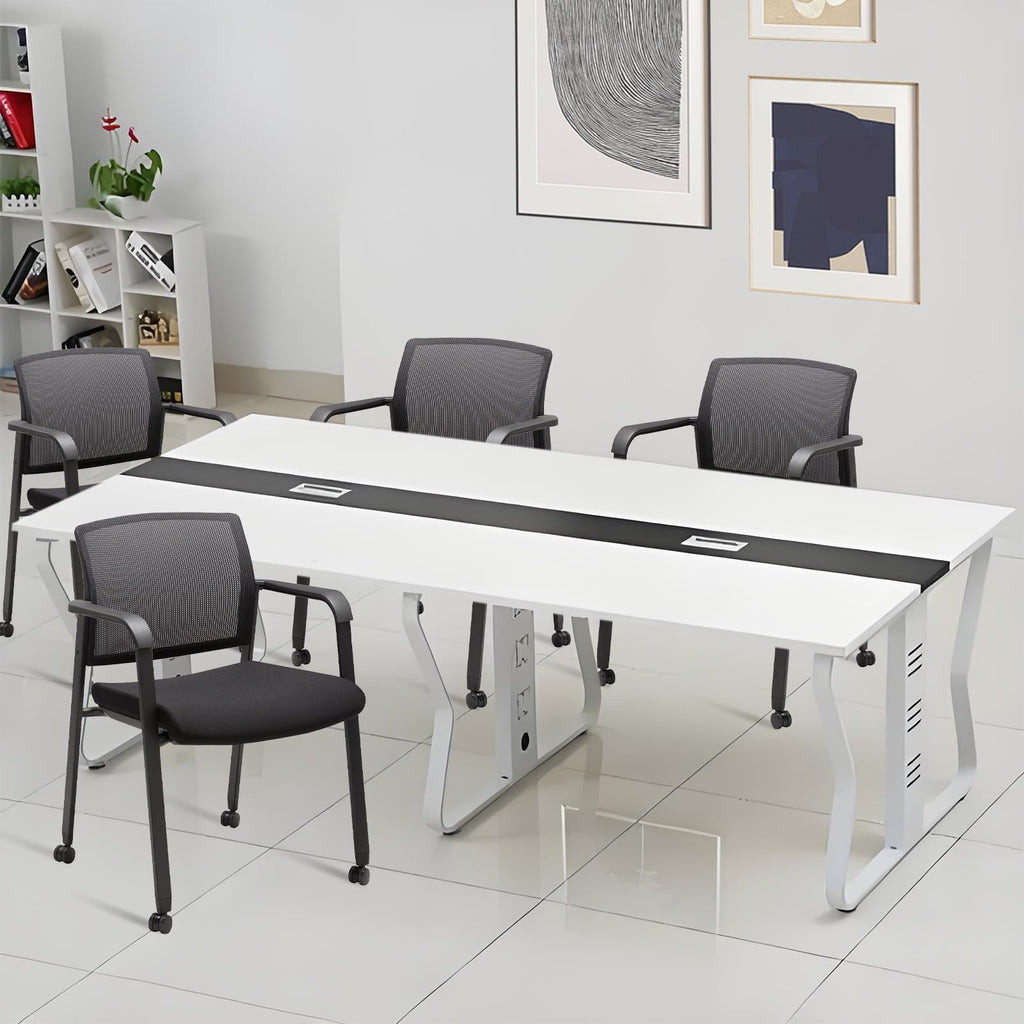 Mesh Back Guest Reception Arm Chairs with Wheels, Waiting Room Chairs with Upholstered Fabric Seat and Ergonomic Lumbar Support for Office
