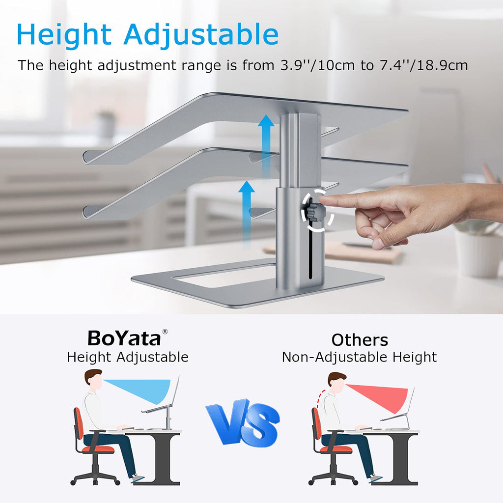 Laptop Stand, Ergonomic Aluminum Height Adjustable Computer Stand Laptop Holder for Desk, Compatible with MacBook Pro/Air, Dell, Lenovo, HP, Samsung, More Laptops 11-17"