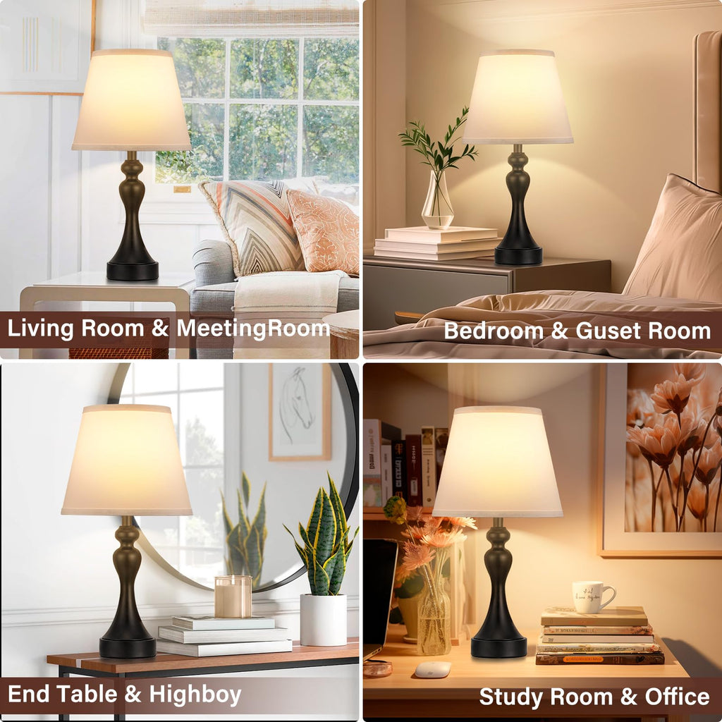 Touch Lamps for Nightstand, 3 Way Dimmable Bedside Lamps with USB C+A Ports