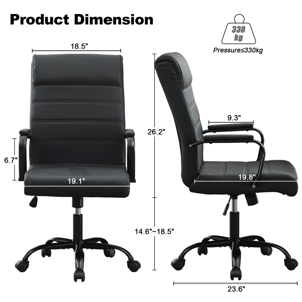 Office Desk Chair,Modern Conference Room Chairs,High Back Ergonomic Home ofiice Chair,Adjustable Height Swivel Executive Computer Chair with Padded Seat and Armrest,Pure Black
