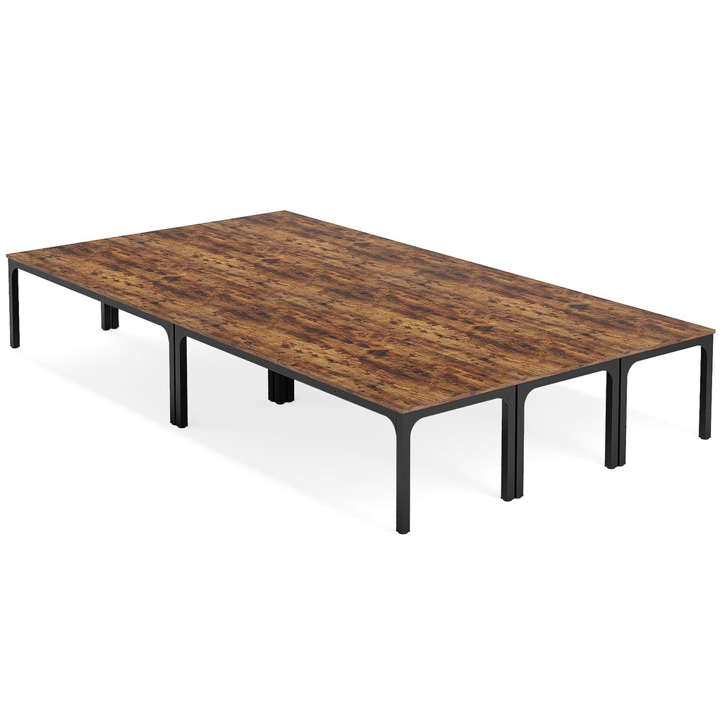 6.5 FT Conference Room Table, 78.74" W x 27.56" D Large Office Conference Table, Modern Seminar Meeting Table Desk for Boardroom, Meeting Room (6, Rustic Brown)