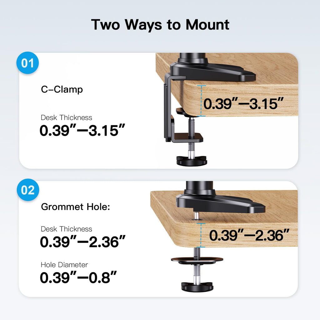 Triple Monitor Stand - Full Motion Articulating Monitor Mount Fit Three 17 to 32 inch LCD Computer Screens with Clamp, Grommet Kit