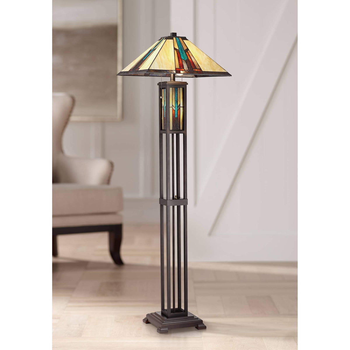 59 1/2" Tall Ranier Mission Night Light Floor Lamp Living Room