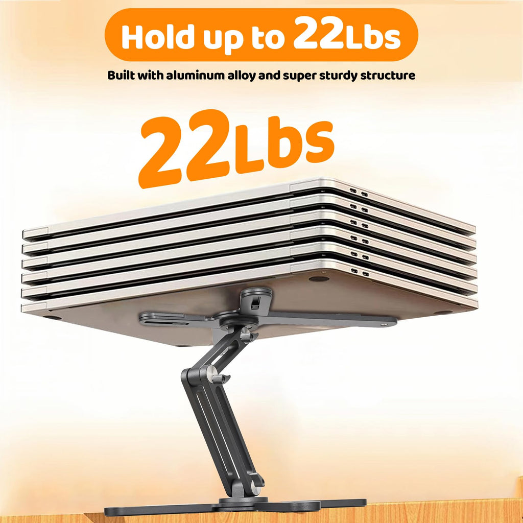 Rotating Laptop Stand, Adjustable Height & Angle, Ergonomic Metal Riser for Desk Collaborative Work, Fully Foldable for Easy Storage, Fits All MacBook & Laptops up to 16 inches, Grey