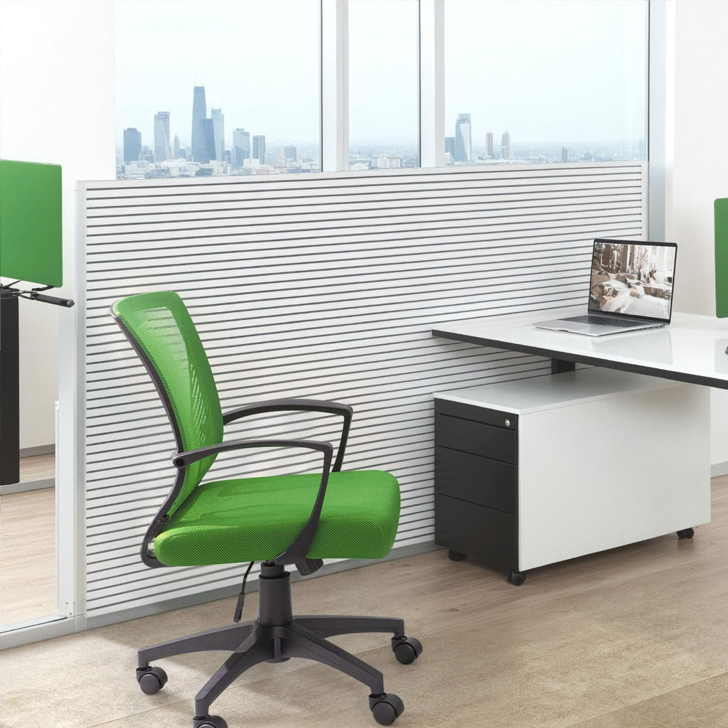 (2, Green) Office Chair Ergonomic Computer Desk Mesh Chair Mid Back Swivel Lumbar Support with Armrest