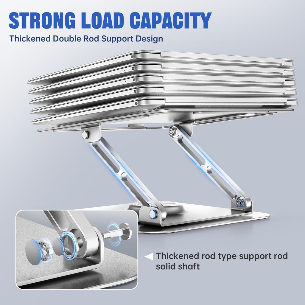 Laptop Stand for Desk, Adjustable Computer Stand with 360° Rotating Base, Ergonomic Laptop Riser for Collaborative Work, Foldable & Portable Laptop Stand, fits for All 10-16" Laptops