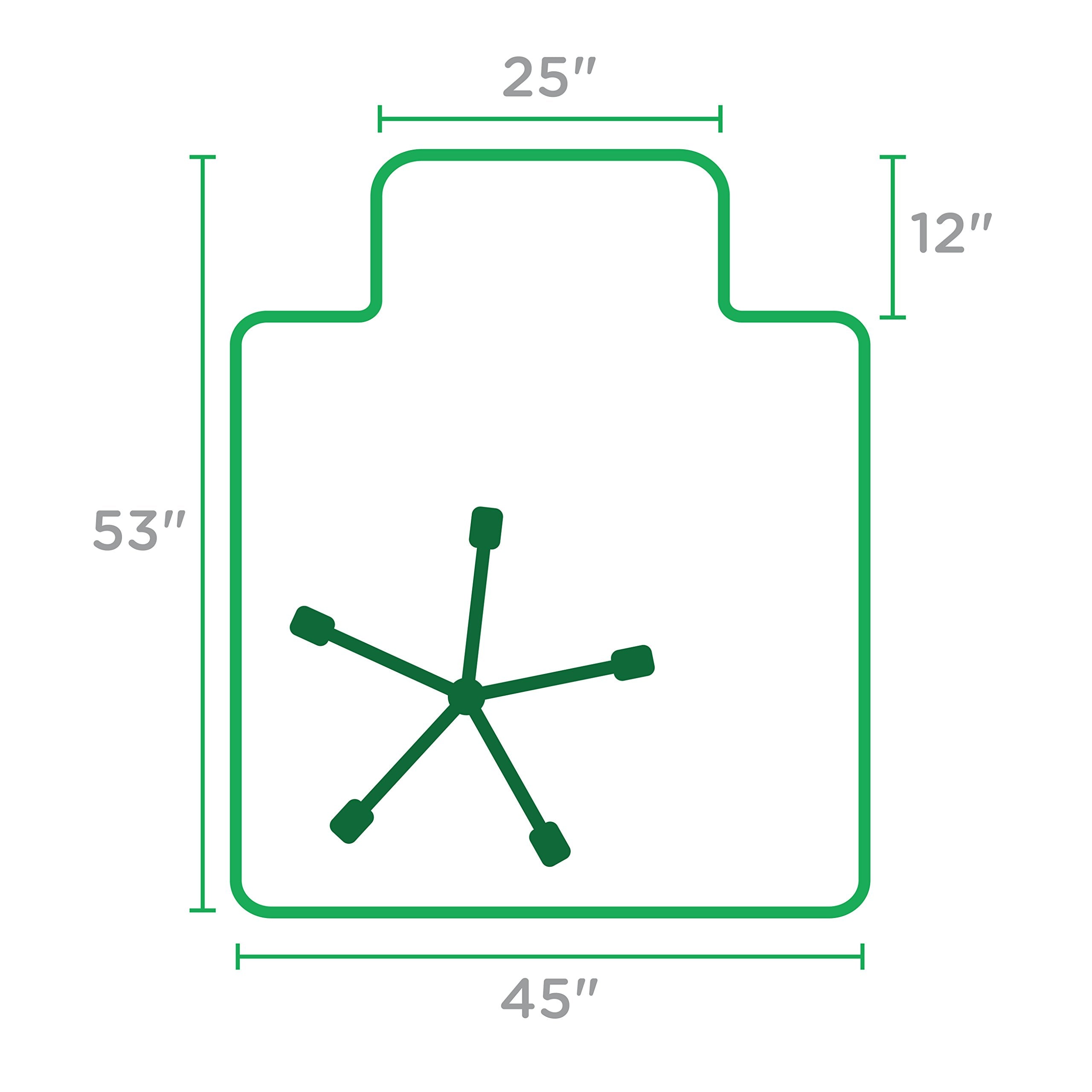 Office Chair Mat for Low‑Pile Carpet – 45" x 53" Clear Desk Floor Protector with Lip, Smooth Glide PVC for Rolling Chairs