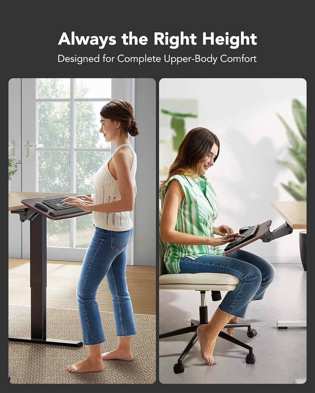 Keyboard Tray Under Desk, 360 Adjustable Ergonomic Sliding Keyboard & Mouse Tray, Under Desk Keyboard Tray Slide Out, Keyboard Holder Under Desk for Typing in Home, Office Work, 25"W x 9.84"D