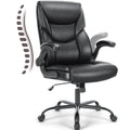 Ergonomic Office Chair, Heavy Duty 275lbs High Back Desk Chair, Flip-up Armrest PU Leather Swivel Rolling Chair with Wheels,Black