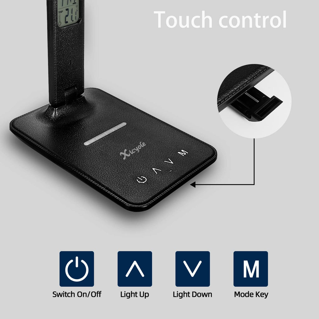 Desk lamp,LED Lamp with Wireless Charger,USB Charger Port,Touch Control,3 Color Modes,5 Brightness Levels,Eye-Protecting Table Lamp,Led Lights for Bedroom,Home,Office,Black