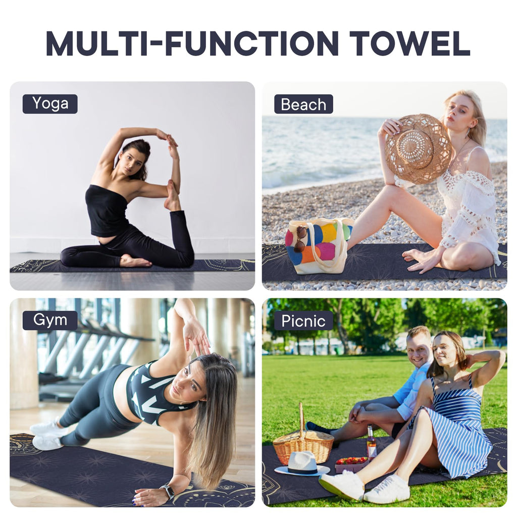 Yoga Towels, Non Slip Hot Yoga Mat Towel with Grip Dots,Super-Absorbent Soft Microfiber Yoga Blanket for Pilates, Fitness and Workout 72inch x 24inch