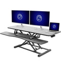 48 inch Desk Converter, K Series, Height Adjustable Sit to Stand Riser, Dual Monitor and Laptop Workstation with Wide Keyboard Tray, Black, DESK-V048KB