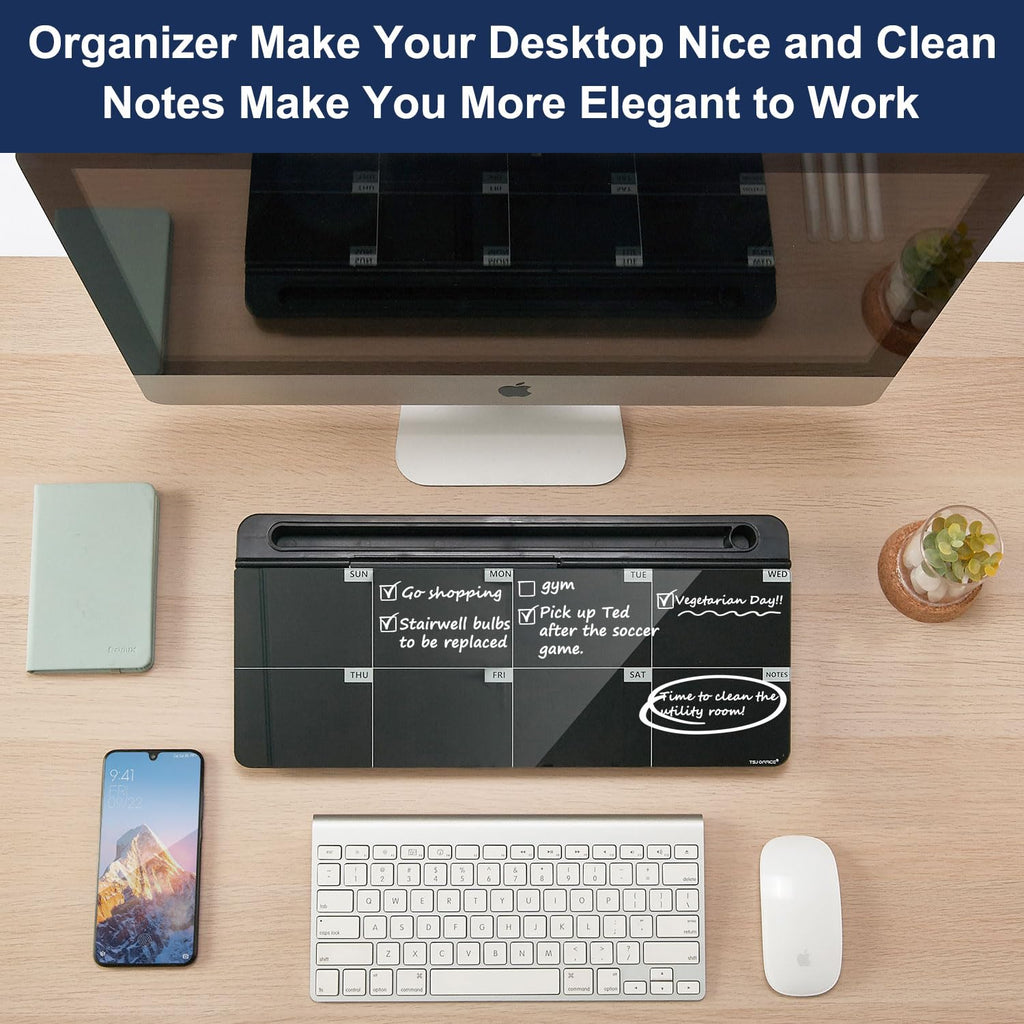 Desktop Whiteboard Dry-Erase-Board - Computer Keyboard Stand White Board Surface Pad with Drawer, Desk Organizers with Accessories for Office, Home, School Supplies